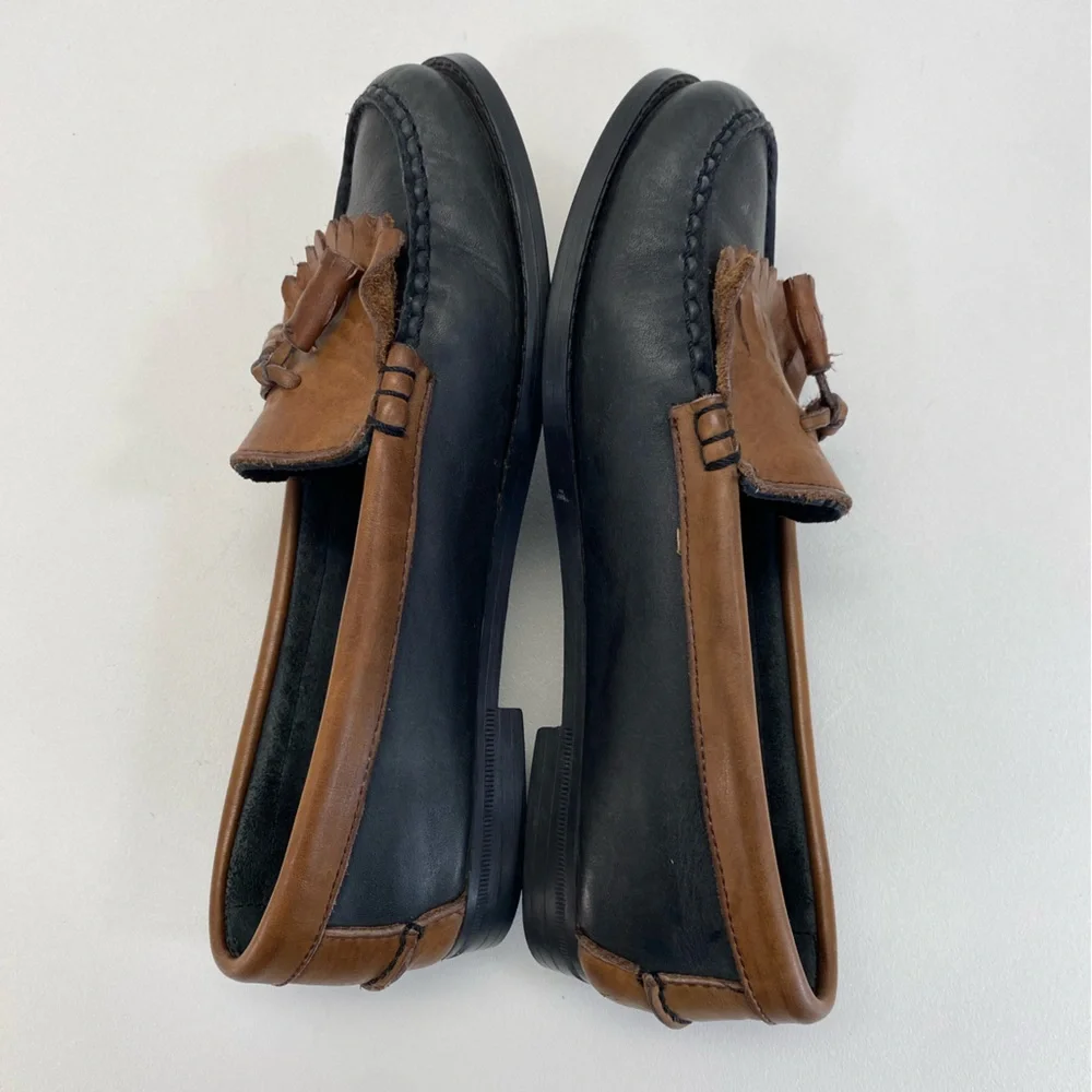 Buckingham Two-Tone Loafers Leather Brown Black Dress Shoe Mens 6.5 Womens 8